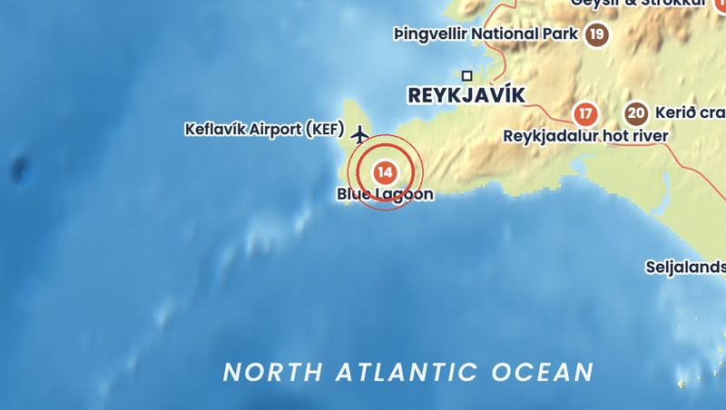 Discover Iceland map showing where Blue Lagoon is