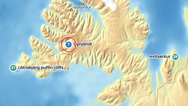 Discover Iceland map showing where Dynjandi is